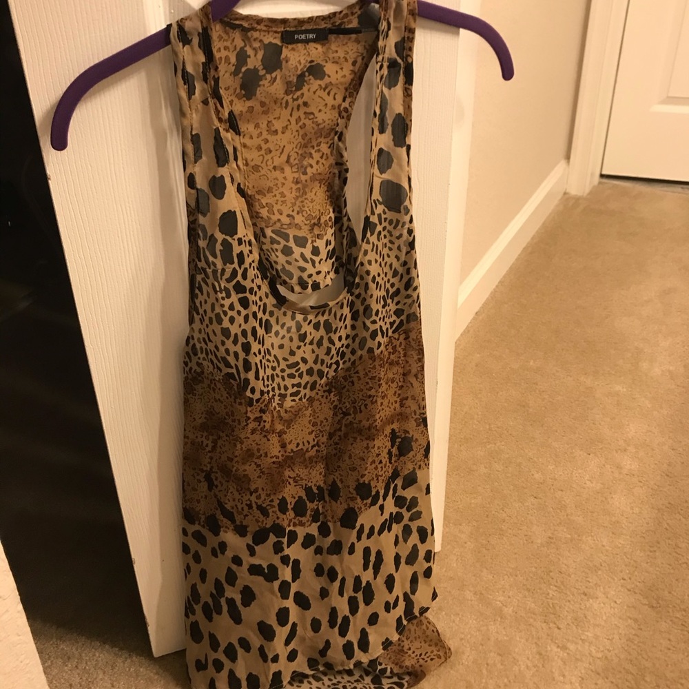 Leopard Sheer Tank with Cutout Back